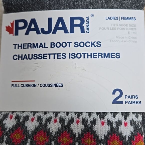 PAJAR GRAY THERMAL BOOT SOCKS, 2 PAIRS, NEW! - Picture 2 of 6